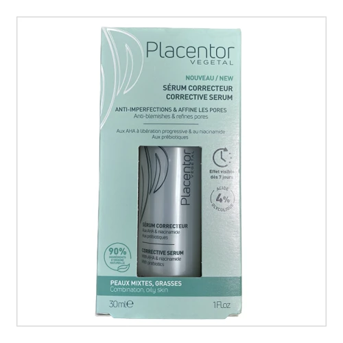 PLACENTOR Sérum Correcteur Anti-Imperfections Peaux Mixtes à Grasses - 30ml 1 PLACENTOR Sérum Correcteur Anti-Imperfections Peaux Mixtes à Grasses - 30ml