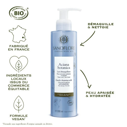 SANOFLORE ACIANA BOTANICA Lait Démaquillant BIO - 200ml 4 SANOFLORE ACIANA BOTANICA Lait Démaquillant BIO - 200ml – Image 4