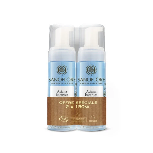 SANOFLORE ACIANA BOTANICA Mousse D'Eau Nettoyante BIO - Lot De 2x150ml 1 SANOFLORE ACIANA BOTANICA Mousse D'Eau Nettoyante BIO - Lot De 2x150ml