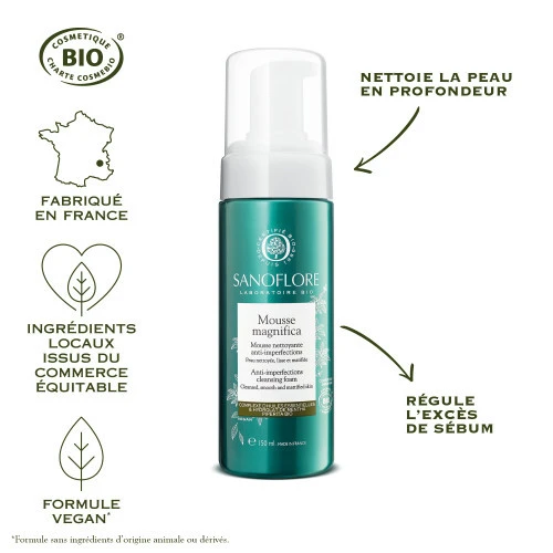 SANOFLORE MAGNIFICA Mousse Nettoyante Purifiante BIO - 150ml 3 SANOFLORE MAGNIFICA Mousse Nettoyante Purifiante BIO - 150ml – Image 3